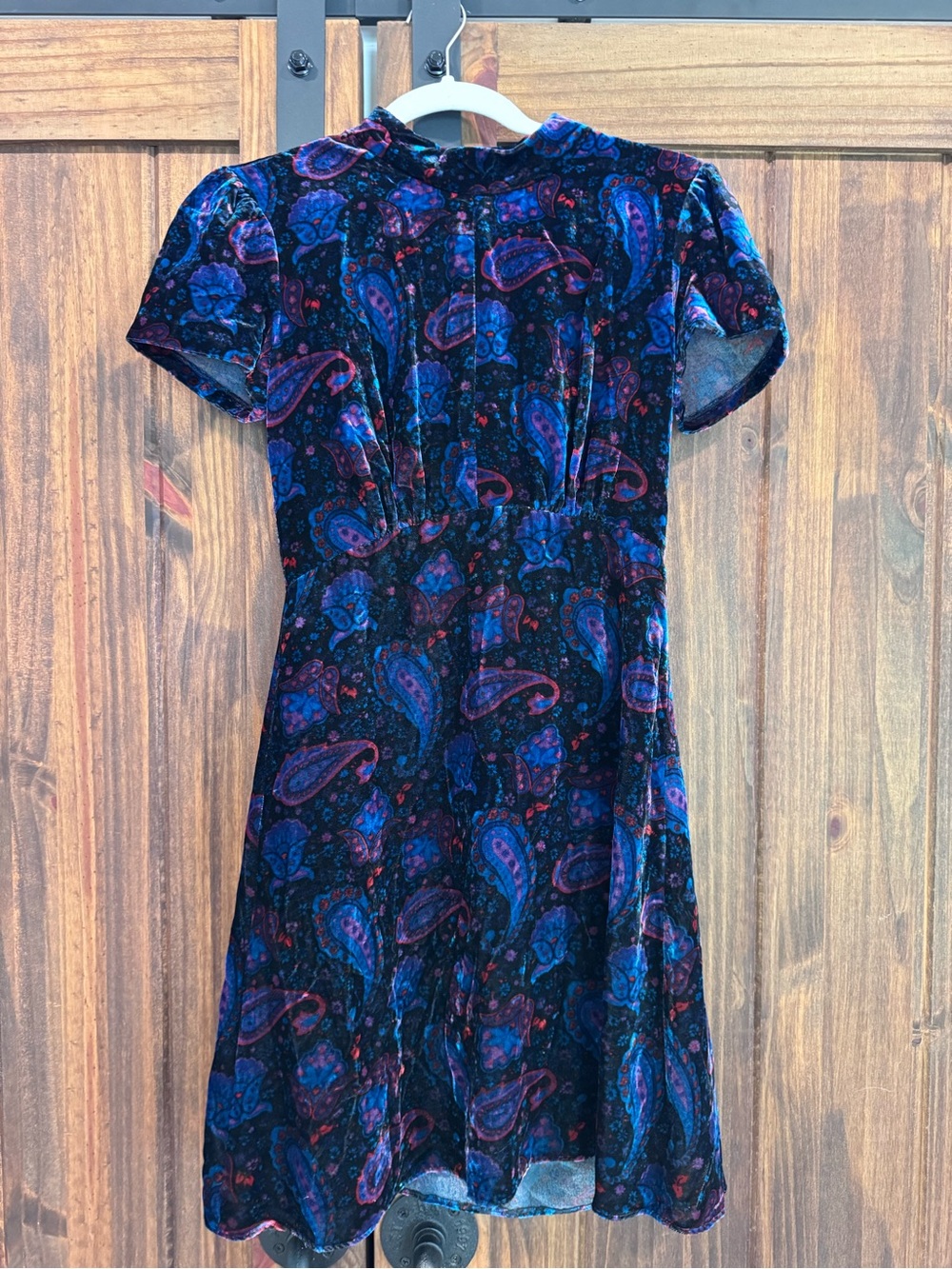 Sandro Hamako Paisley Print Velvet Minidress Blue